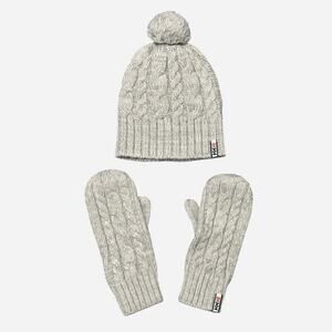 Helly Hansen Beany Mittens Set Gray Cablie Knit